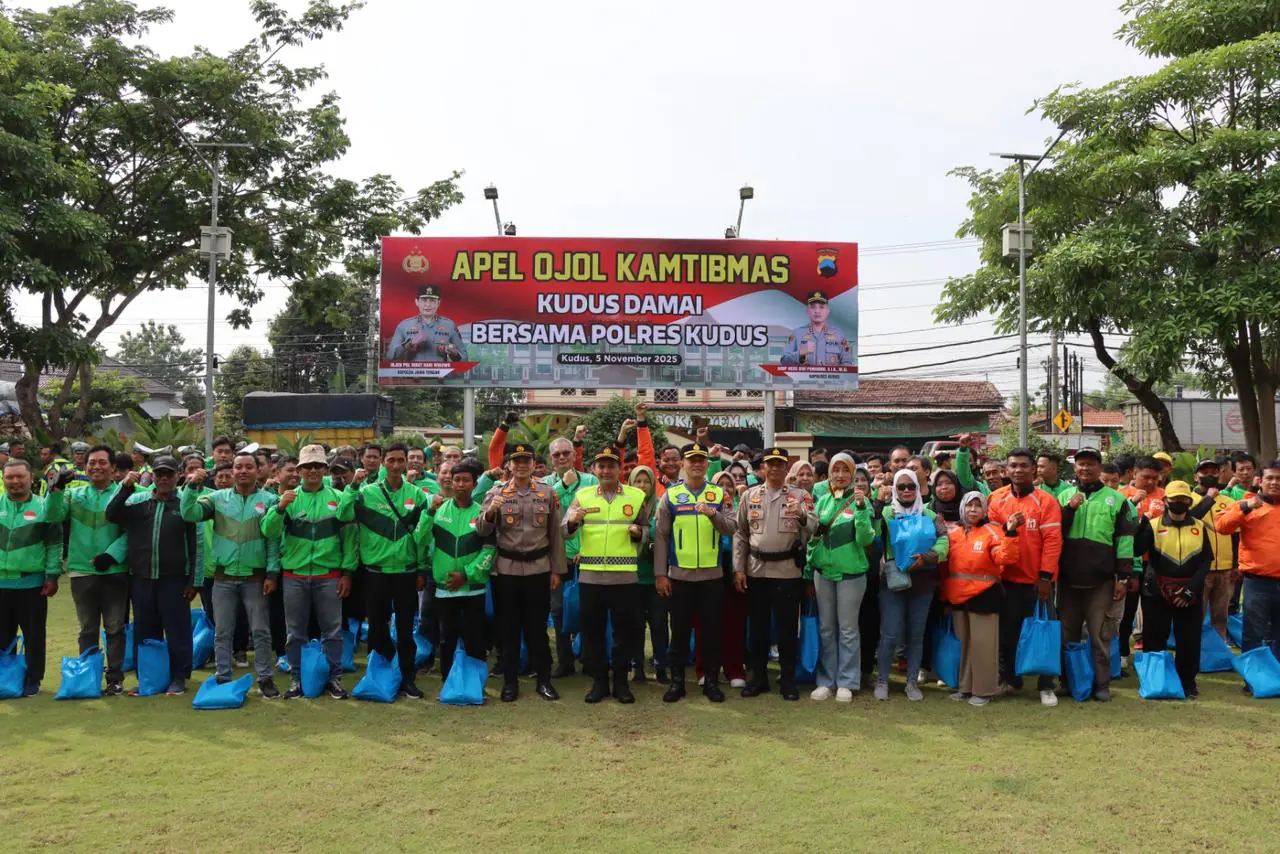 Polres Kudus Gelar Apel Ojol Kamtibmas 2025, Perkuat Sinergi dengan Komunitas Ojek Online