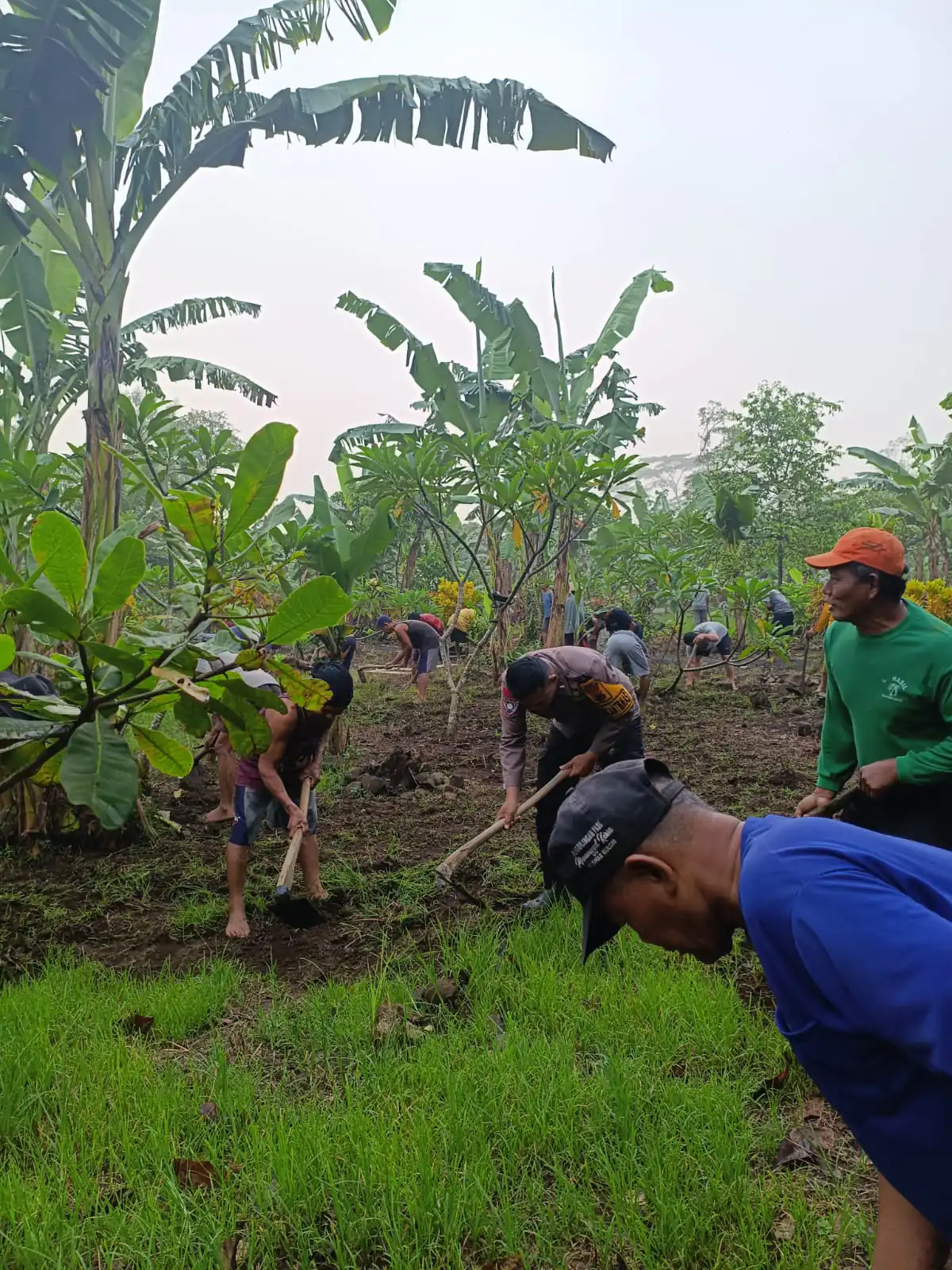 Kerja Bakti Makam Jelang Ramadhan, Polsek Patikraja Polresta Banyumas Gotong Royong Bersama Masyarakat